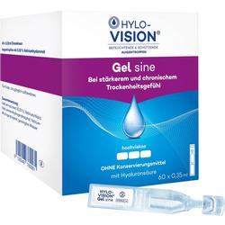 Die Verpackung zeigt Augentropfen für trockene Augen ohne Konservierungsstoffe.